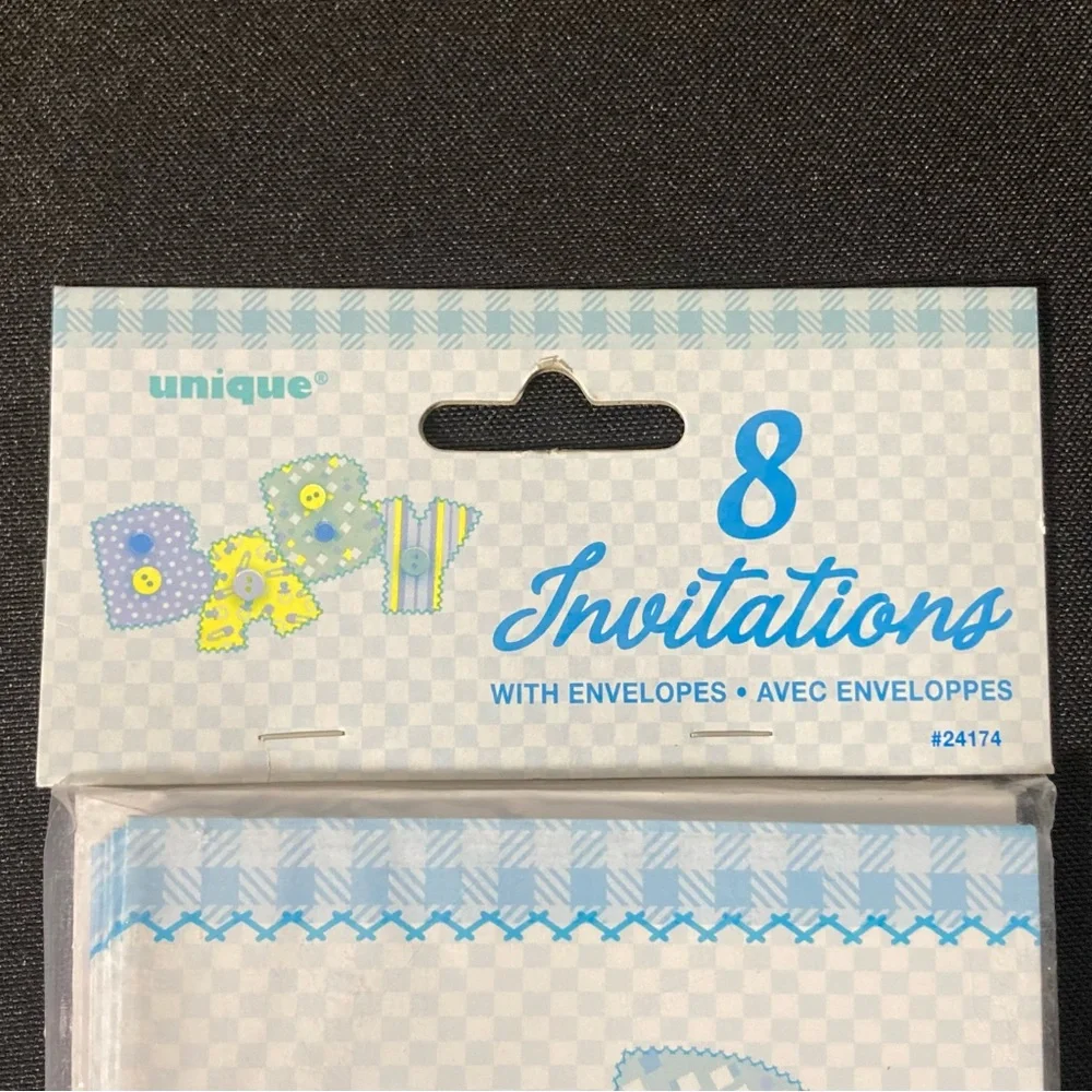 ⭐️ Unique Industries Blue Baby Shower Invitations And Envelopes Set of 8